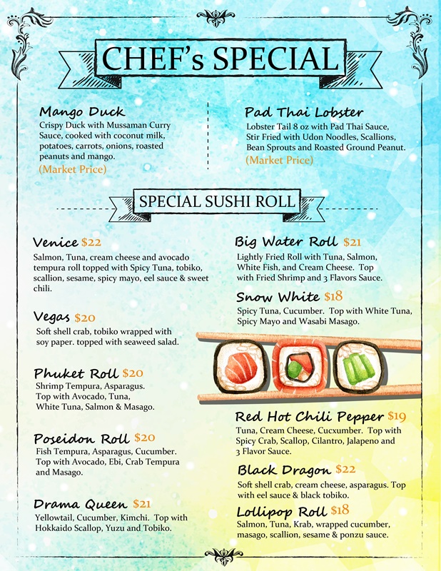 Chef Special Menu